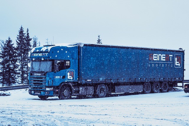 Logistics warehouse with workers managing cargo